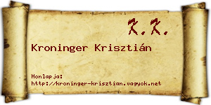 Kroninger Krisztián névjegykártya