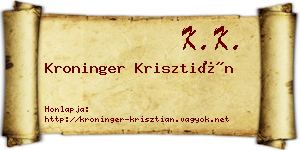 Kroninger Krisztián névjegykártya